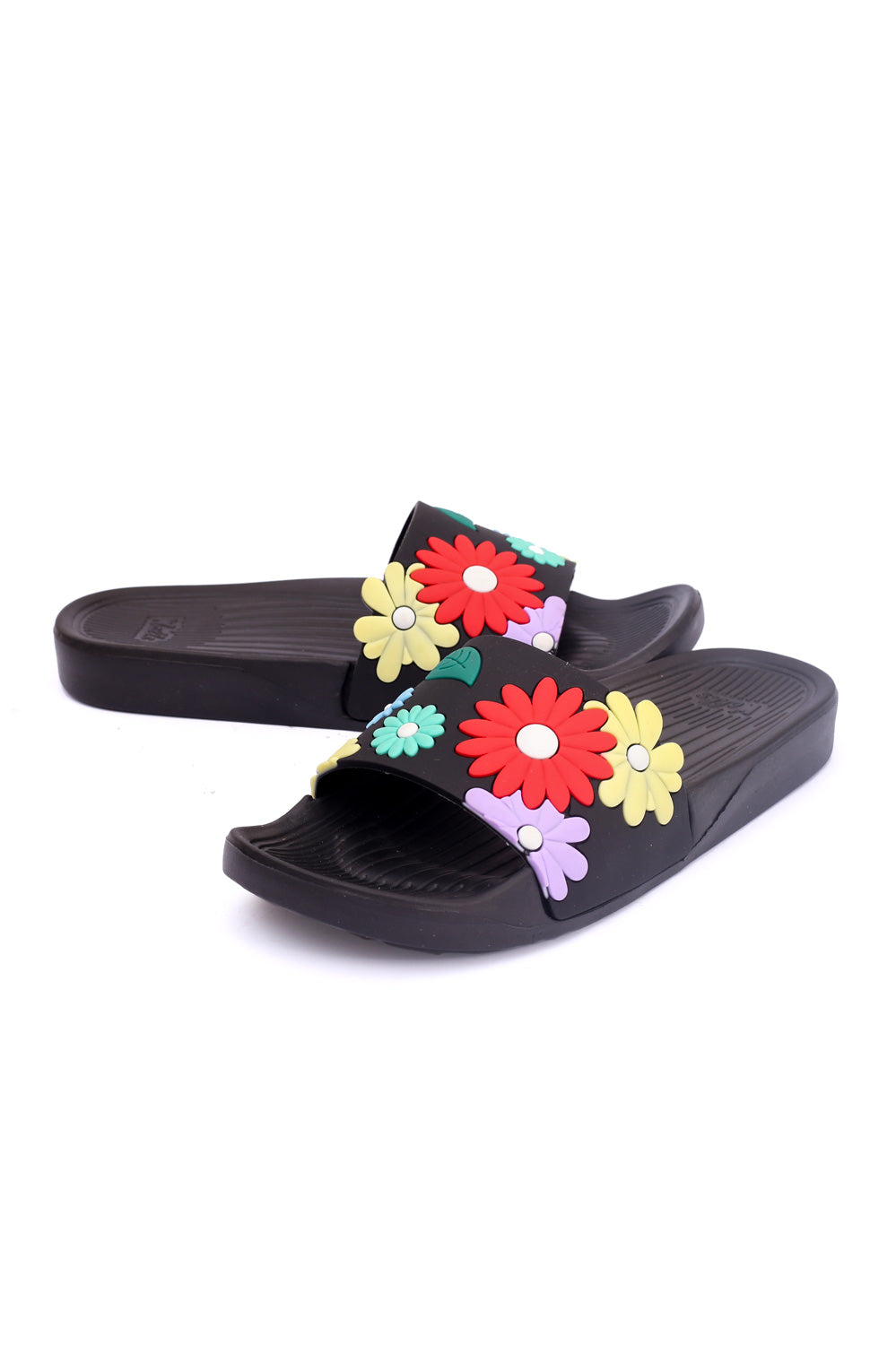 Women Rubber Upper and EVR Sole Flowers Embossed Slippers