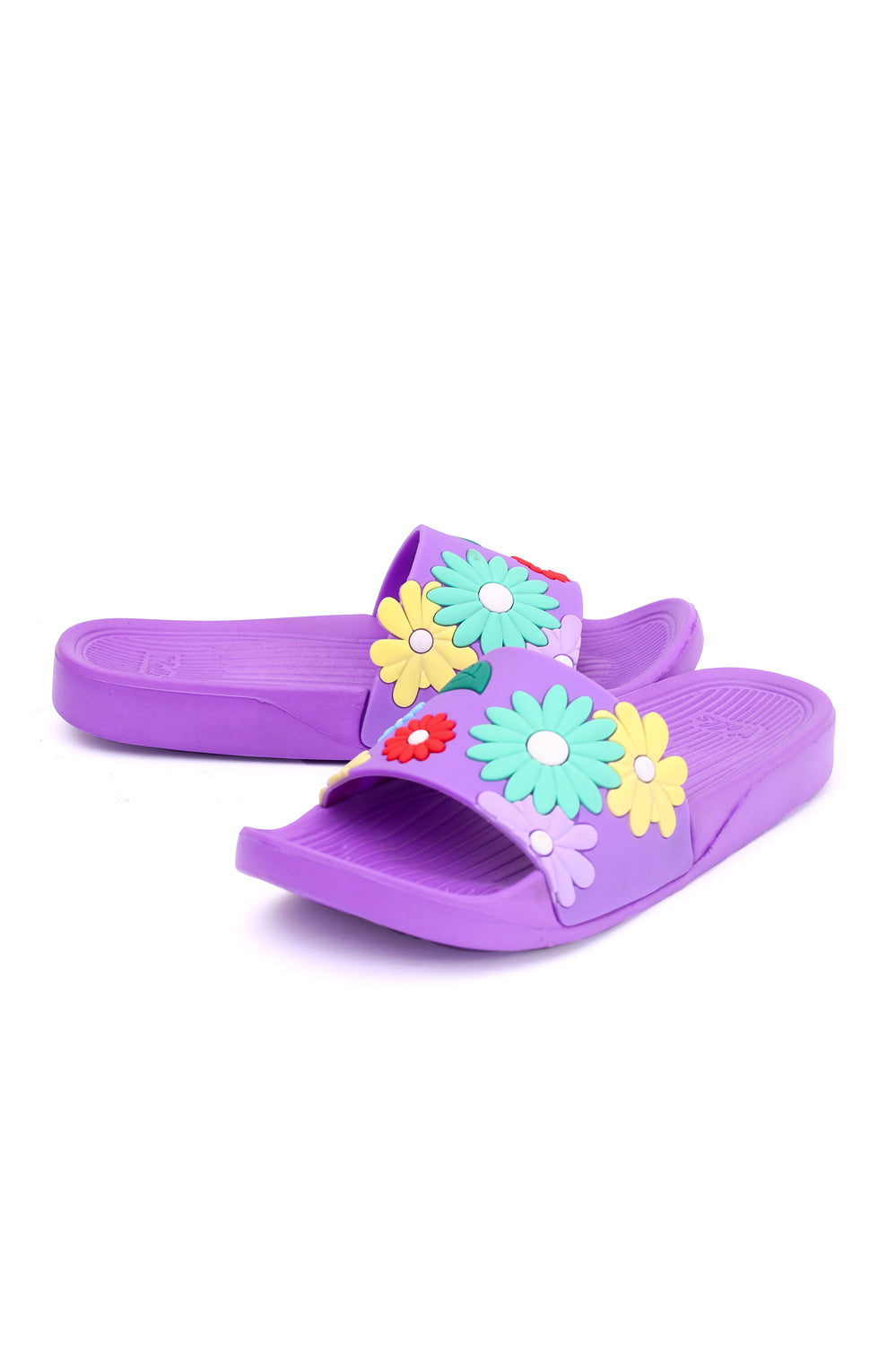 Women Rubber Upper and EVR Sole Flowers Embossed Slippers