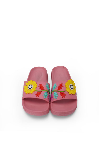 Flower Imposed Slide For Women