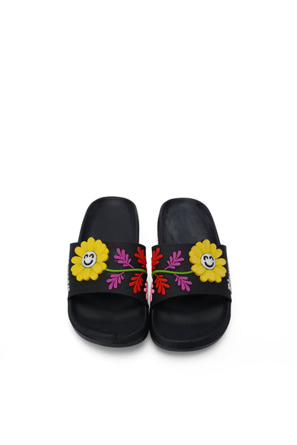 Flower Imposed Slide For Women