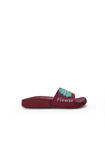 Flower Imposed Slide For Women
