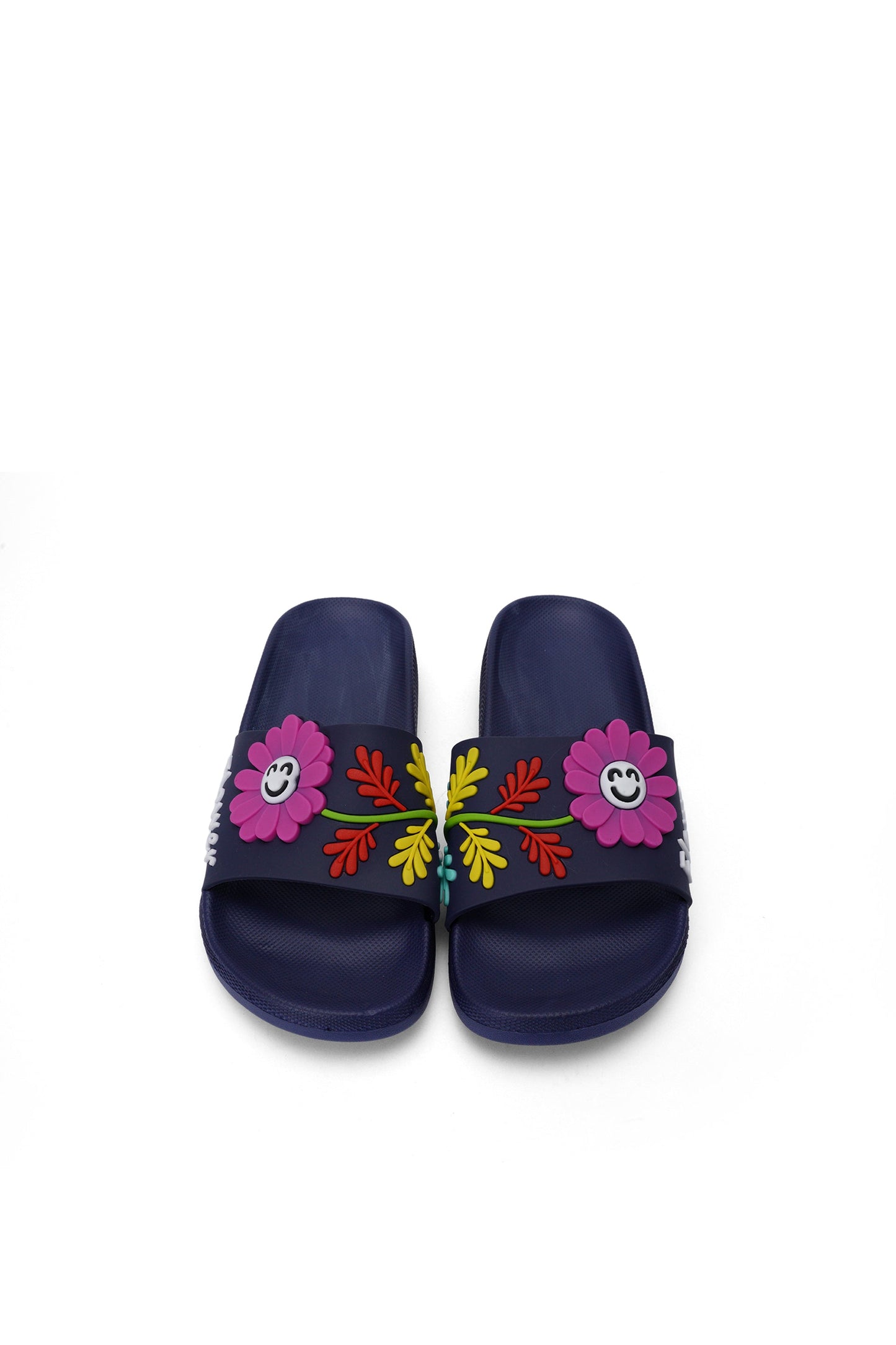 Flower Imposed Slide For Women