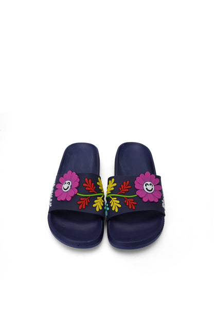 Flower Imposed Slide For Women